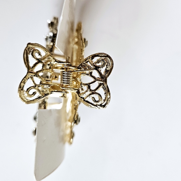 NWT Medium Rhinestone Gold Enamel Claw Hair Clip! - Picture 14 of 16